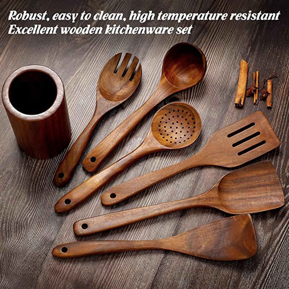 Buy Wooden Spoons For Cooking - Kitchen Utensils - Spatula Set