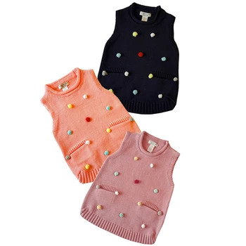 

0-4T 3D Dot Ball Cotton Baby Sweater Vest Grils Boys Orange Sleeveless Vest Kids Leisure Coat Spring Fashion Children's Clothes