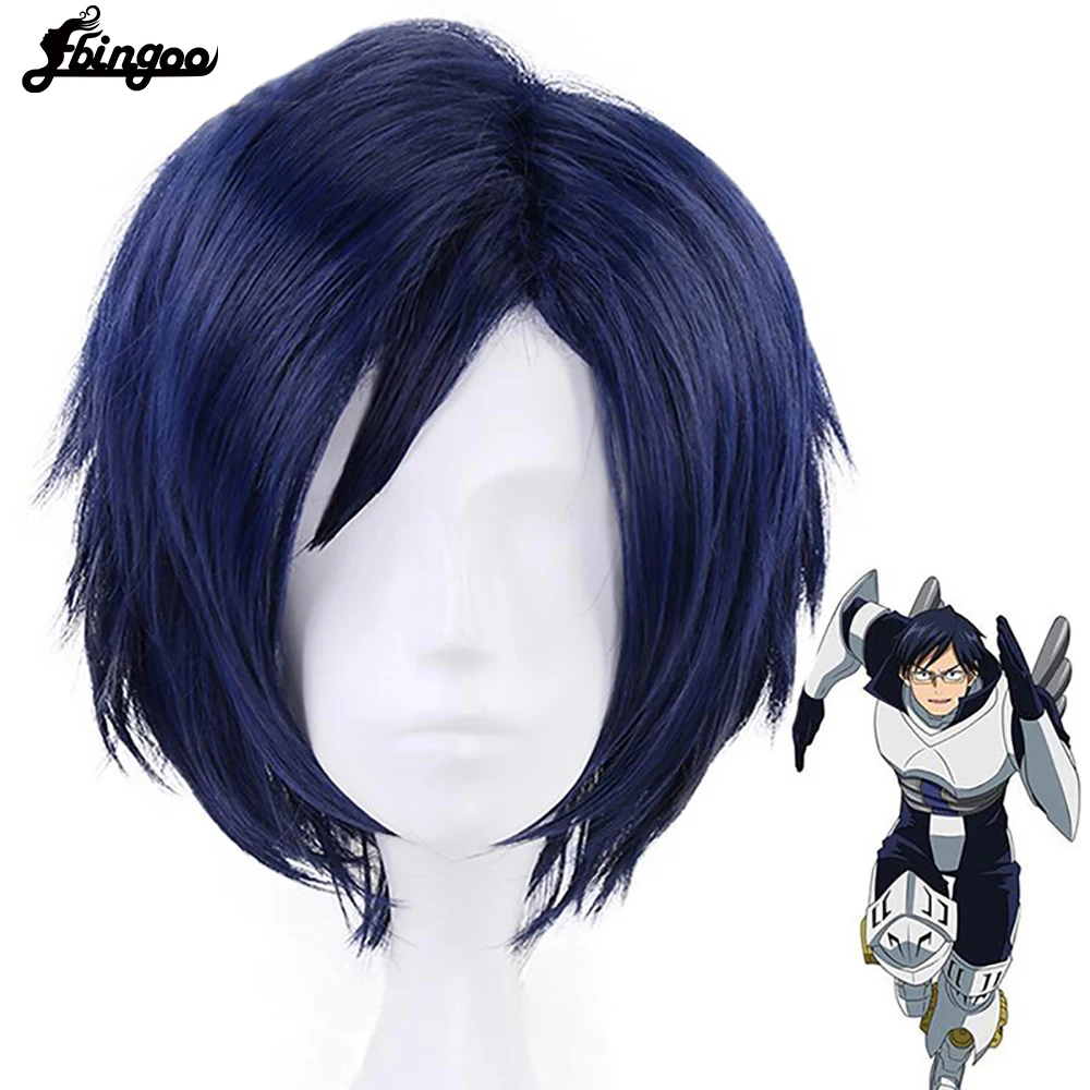 

Ebingoo My Hero Academy Tenya Iida Short Straight Blue Synthetic Cosplay Wig Boys's Fluffy Anime Wig For Party Halloween