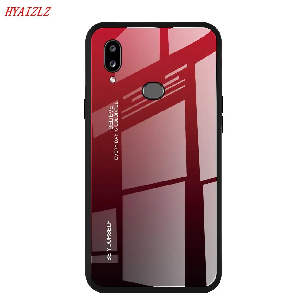 Чехол для Galaxy A20S A10S A10E A80 A90 5G A60 A40 A70S A8 A20 A30 закаленное Стекло мягкий TPU кромка градиент Цвет с узором кейс на заднюю панель