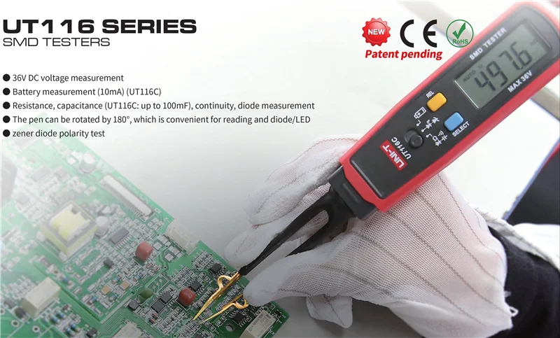 UNI-T UT116A SMD Tester; Resistor / Capacitor / Diode (RCD) Parameter Meter / SMD Digital Multimeter UT116C