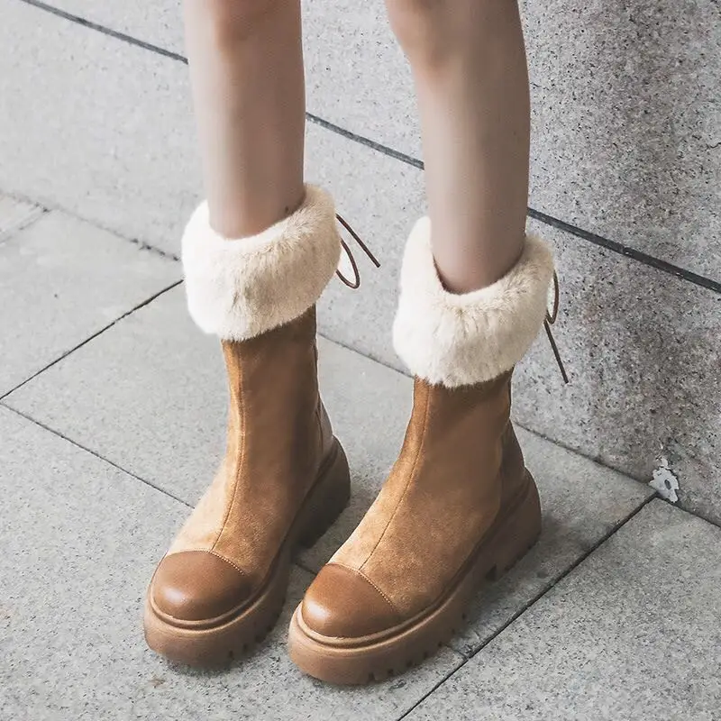 E TOY WORD New Popular Women's Snow boots Thick Bottom warm fur inside solids winter boots female shoes woman size 35-40