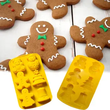 

2PCS Silica Gel Baking Tray Mould For Kitchen Baking DIY Cake Biscuits Chocolate Dessert With Santa Bear Santa Tree Bell Shape