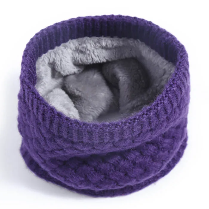 Для мужчин, женщин, детей, для влюбленных, уплотненный шарф, пуловер, зимний, сохраняющий тепло, шерсть, вязаный шейный платок, зимний плюс бархатный шейный платок - Цвет: Violet