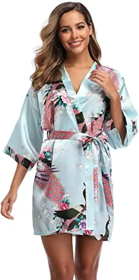 Fashion Satin Robe Female Bathrobe Sexy peignoir femme Silk Kimono Bride Dressing gown sleepwear Night Grow For Women