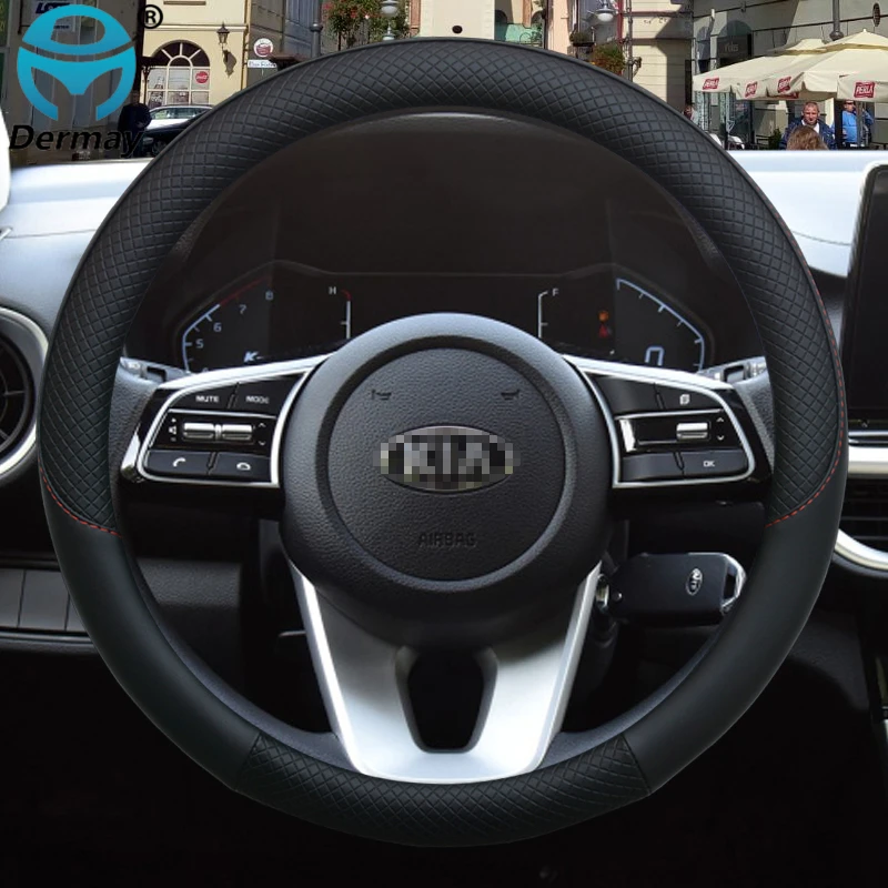 100% DERMAY брендовый кожаный чехол на руль спортивного автомобиля для Kia Cadenza Borrego Carens