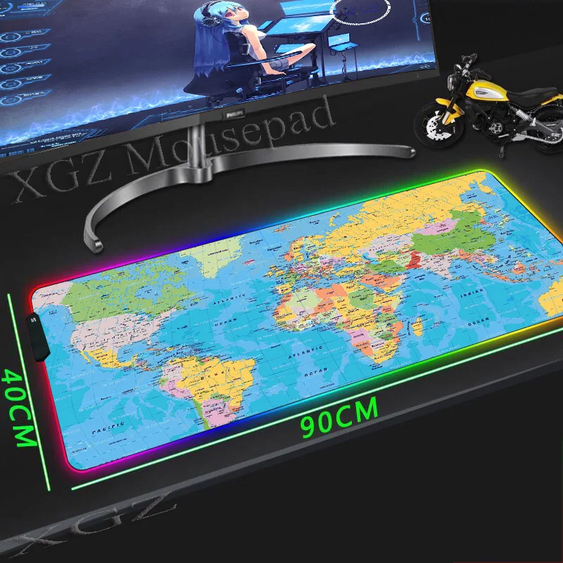  XGZ Large RGB Mouse Pad Lock Edge 3D Movie Old Map Custom Office Computer Desk Mat Speed Rubber Non