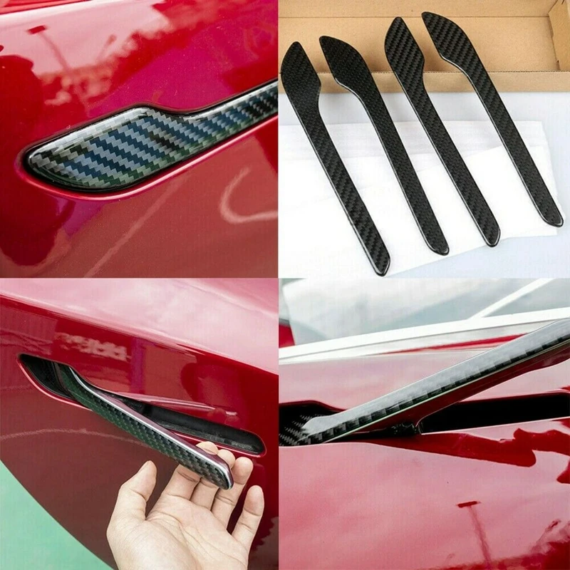 Tesla Model S Door Handle Covers, ABS, Carbon Fiber, Black Out Kit, 20