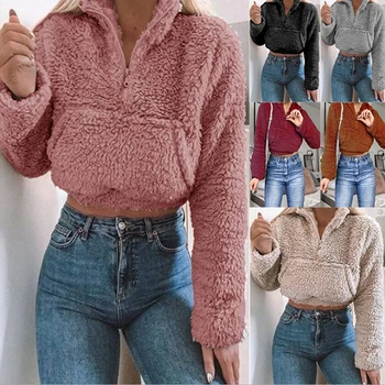 

Women plush long-sleeved top Autumn and winter Female Casual Sweater Plus Size