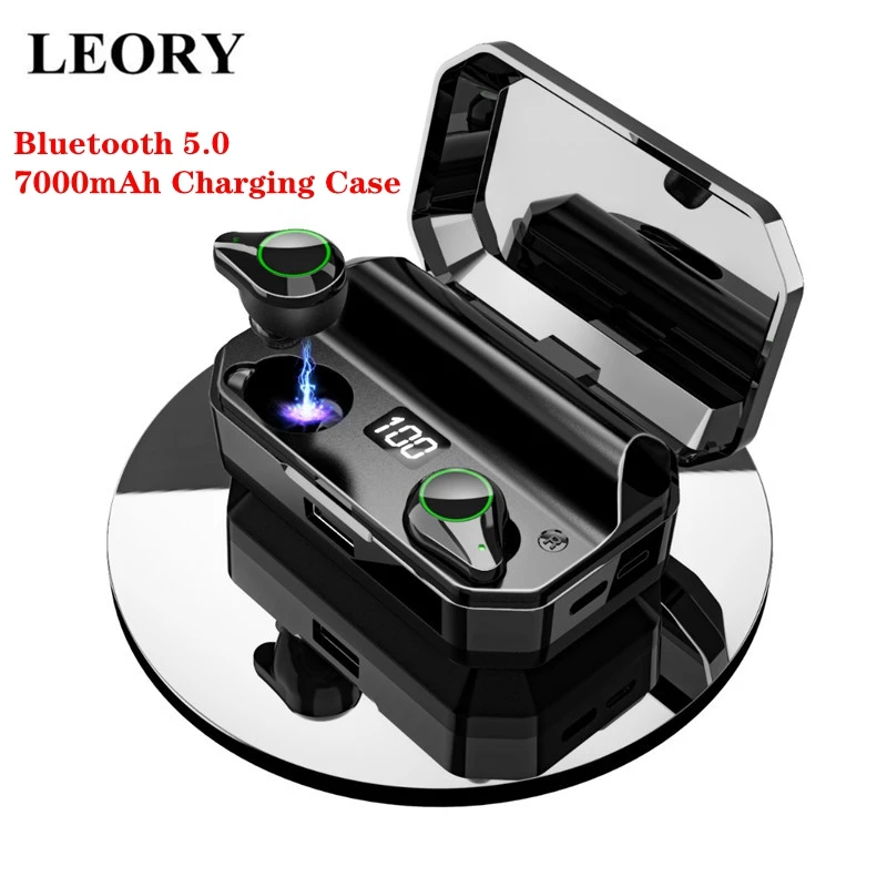 

LEORY T9 Wirsless Bluetooth Earphone Smart Touch Control 7000mAh Power Bank Earbuds Stereo Bass Waterproof Headset with Mic