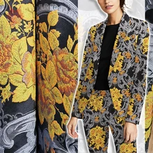 Роскошный серый желтый Рельефный цветочный жаккард парча ткань для платья пальто парча tissu ткань tela tecido SP4731