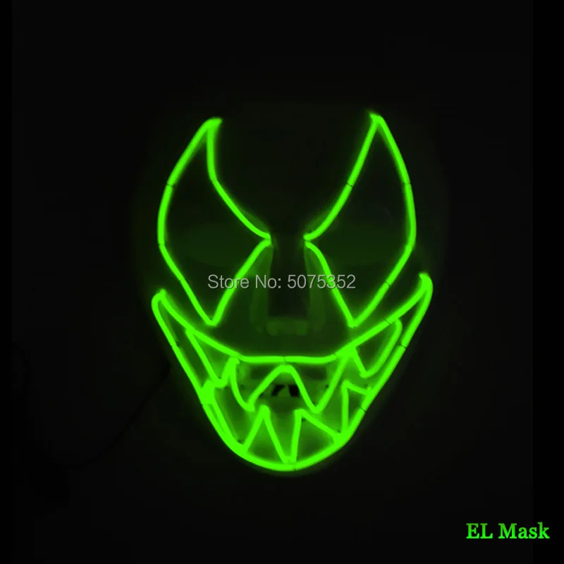 GZYUCHAO EL Devil светящаяся маска полное лицо аноноимус ужас EL маска светящаяся в темноте мигающая светящаяся маска для Хэллоуина