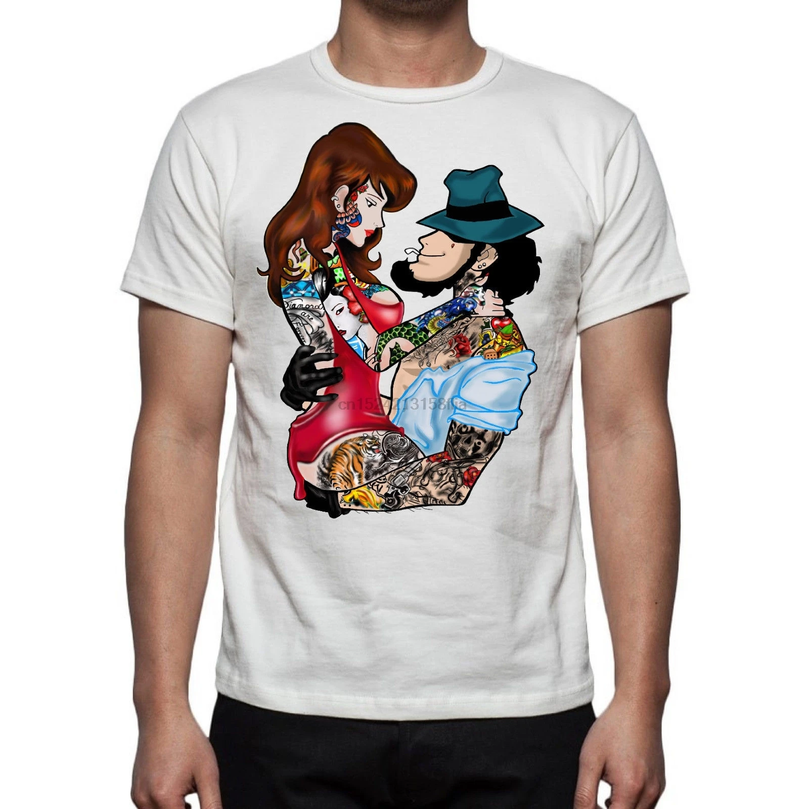 Футболка UOMO DIVERTENTE FUJIKO JIGEN LUPIN 3 ARSENE MANGA Аниме цвет Забавный принт | Мужская одежда