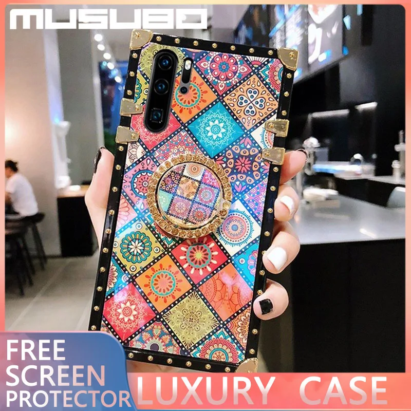 Роскошный чехол MUSUBO для телефона HUAWEI P30 PRO P40 Lite p20 Mate 30 Nova 5T в клетку с цветами Honor