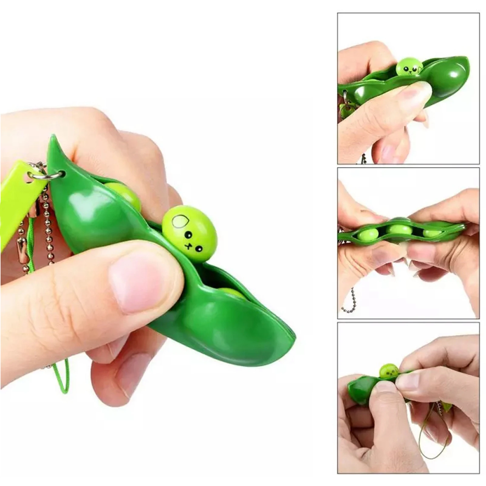 Funny Squeeze-a-Bean Stress Relief Hand Fidget Toy Keychain For Adult Kid ADHD P 