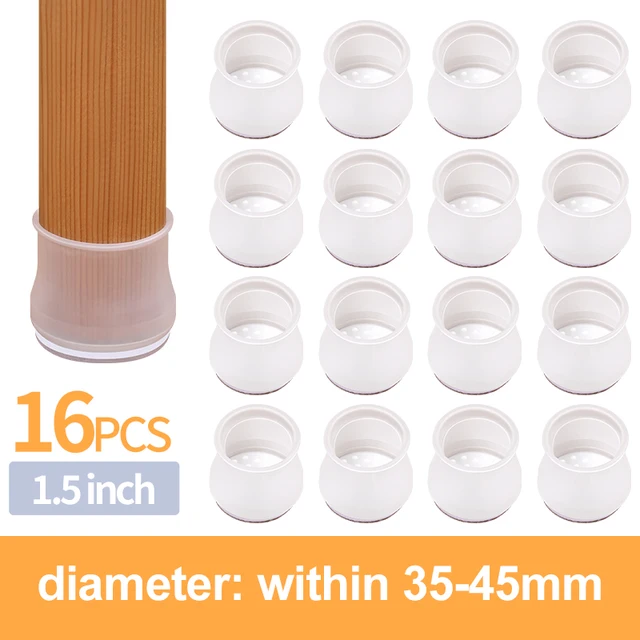 16PCS Silicone Chair Leg Cover Felt Bottom Round Square Furniture Feet Caps Floor Protector Pads for Chair Leg Black Brown White DIA 35-45mm 16PCS