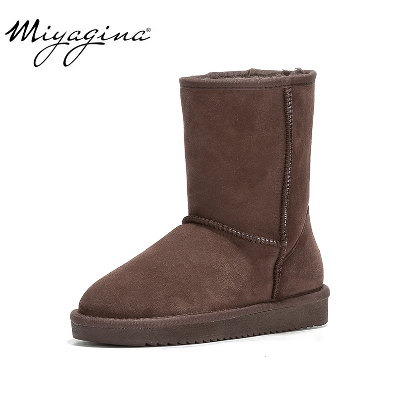 Comprar MIYAGINA nueva llegada 100% piel Real clásica Mujer Botas impermeables de cuero genuino de cuero de vaca zapatos de invierno para Mujer