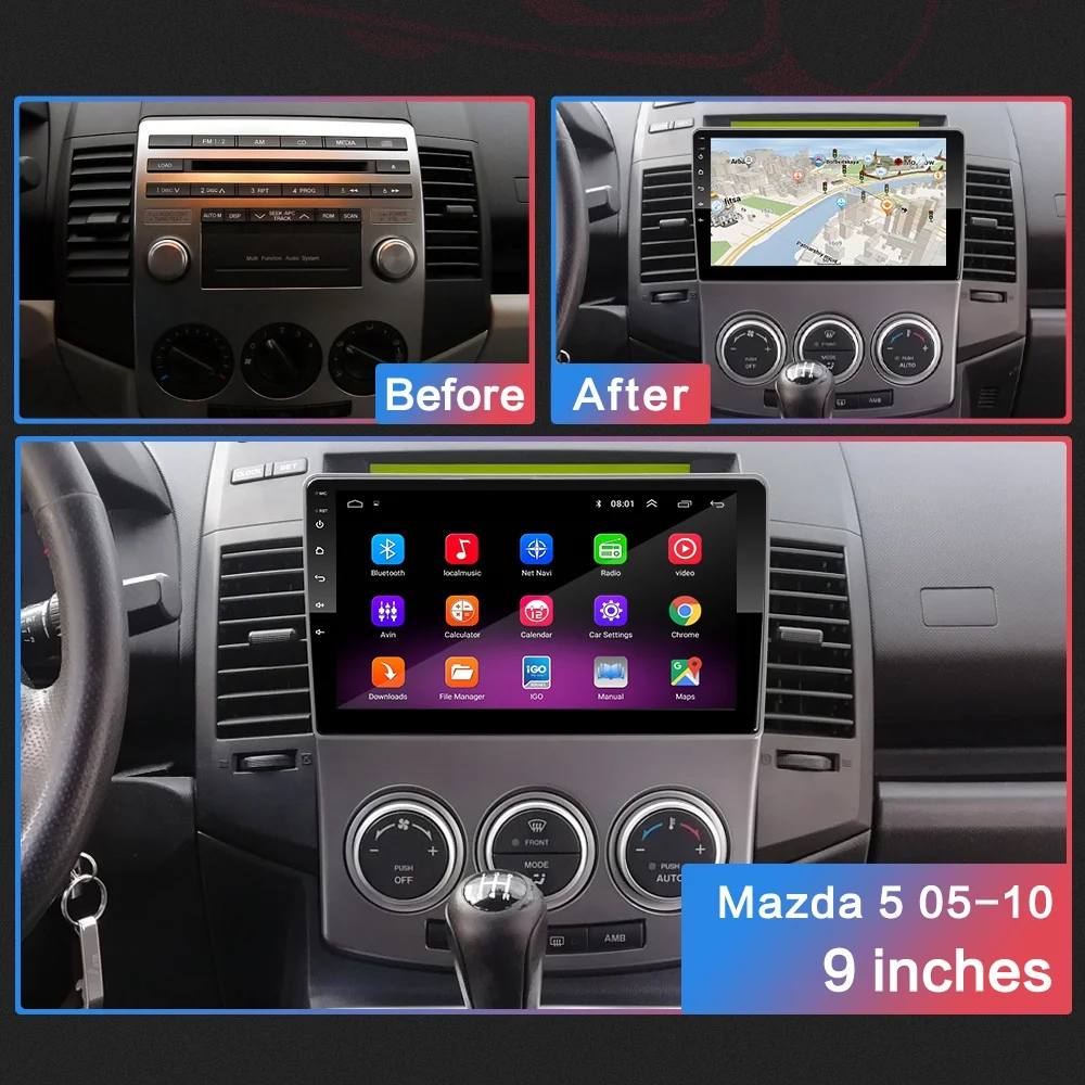 2G+ 32G " 2din Android 8,1 GO Автомобильный DVD плеер для MAZDA 5 2005 2006 2007 2008 2009 2010 автомобильный Радио gps навигация wifi BT плеер