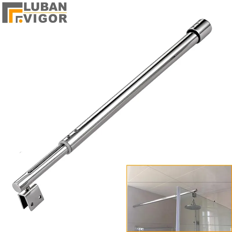 Pipe Clamps Stainless steel Shower Glass door fixed rod clamp Bathroom glass support bar Plane fixed Adjustable length easy to install