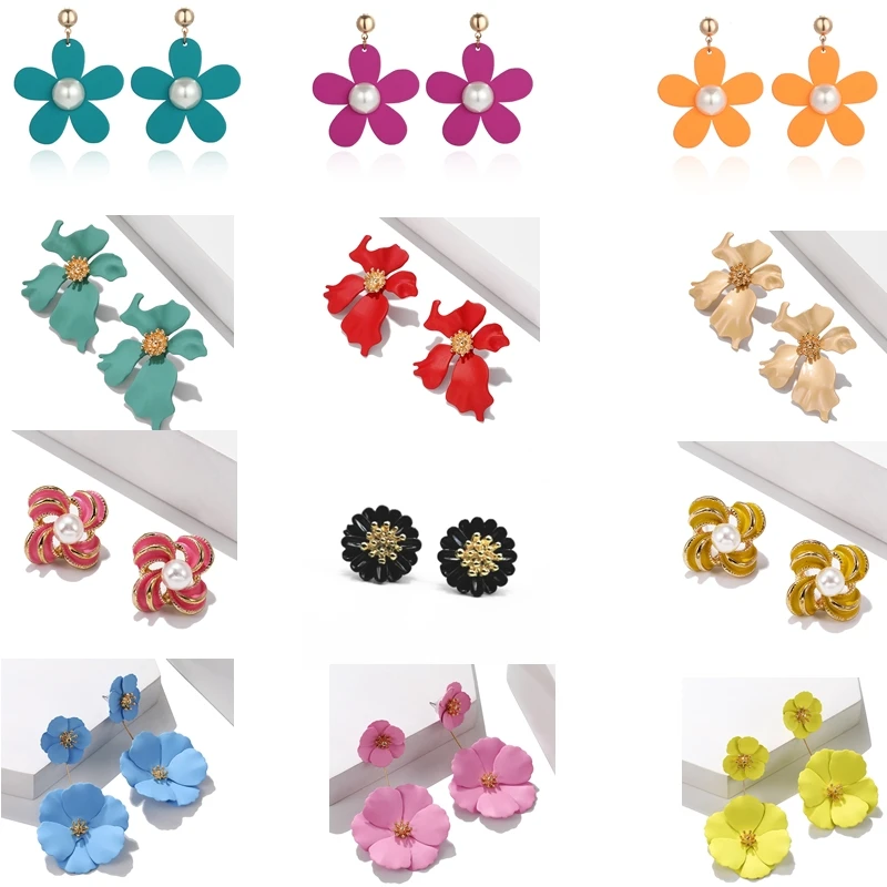 

New Arrival Women Trendy Flower Stud Earrings Korean Sweet Daisy Earrings Fashion Jewelry Women Accessories Girls Gifts Brincos