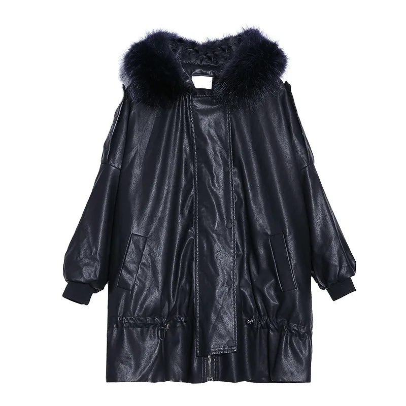 Max LuLu/корейские модные женские винтажные Теплые Куртки из искусственной кожи женские длинные меховые пальто с капюшоном Роскошная зимняя одежда с хлопковой подкладкой