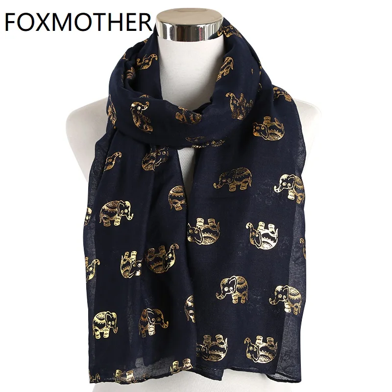 Женский шарф-хиджаб FOXMOTHER золотистый/серебристый с принтом животных