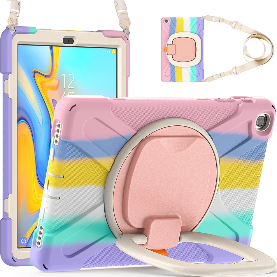 

Вращающийся Жесткий противоударный чехол с откидной ножкой для Samsung Galaxy Tab A 10,1, T515, T515, силиконовый чехол с плечевым ремнем и ручкой