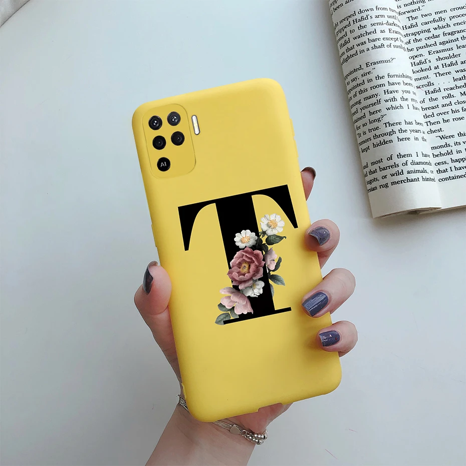 cases for oppo phones For Oppo Reno 5 Lite Case Letters Monogram ABC Flower Soft Silicone Back Cover For Oppo Reno5 Z Reno 5 F Z Lite 5F 5Z 5Lite Case oppo phone back cover Cases For OPPO