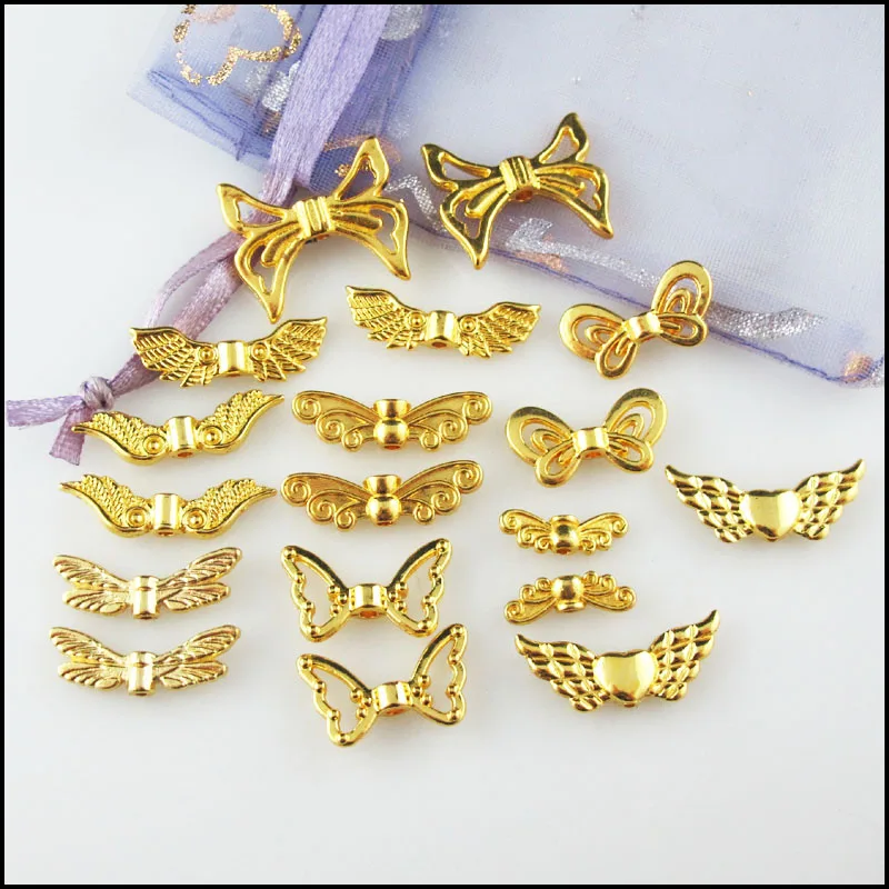 Fashion New Animal Butterfly Dragonfly Wings Angel Wings Charms Gold Color Spacer Beads