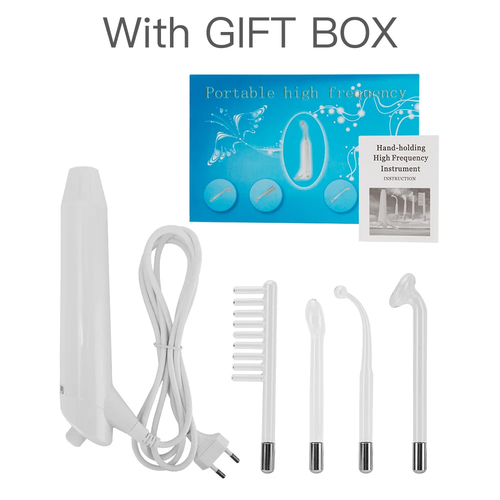 With Gift Box Высокочастотный электрод для лица, палочка, стеклянная трубка, Электротерапия, средство для удаления пятен и акне, для волос, тела, спа-уход за лицом - Цвет: With Gift Box
