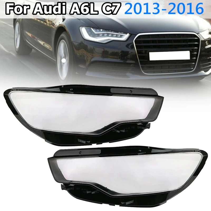 

1Pair Front Left&Right Car Headlight Head Light Lamp Lens Light Cover For Audi A6 C7 2013 2014 2015 2016