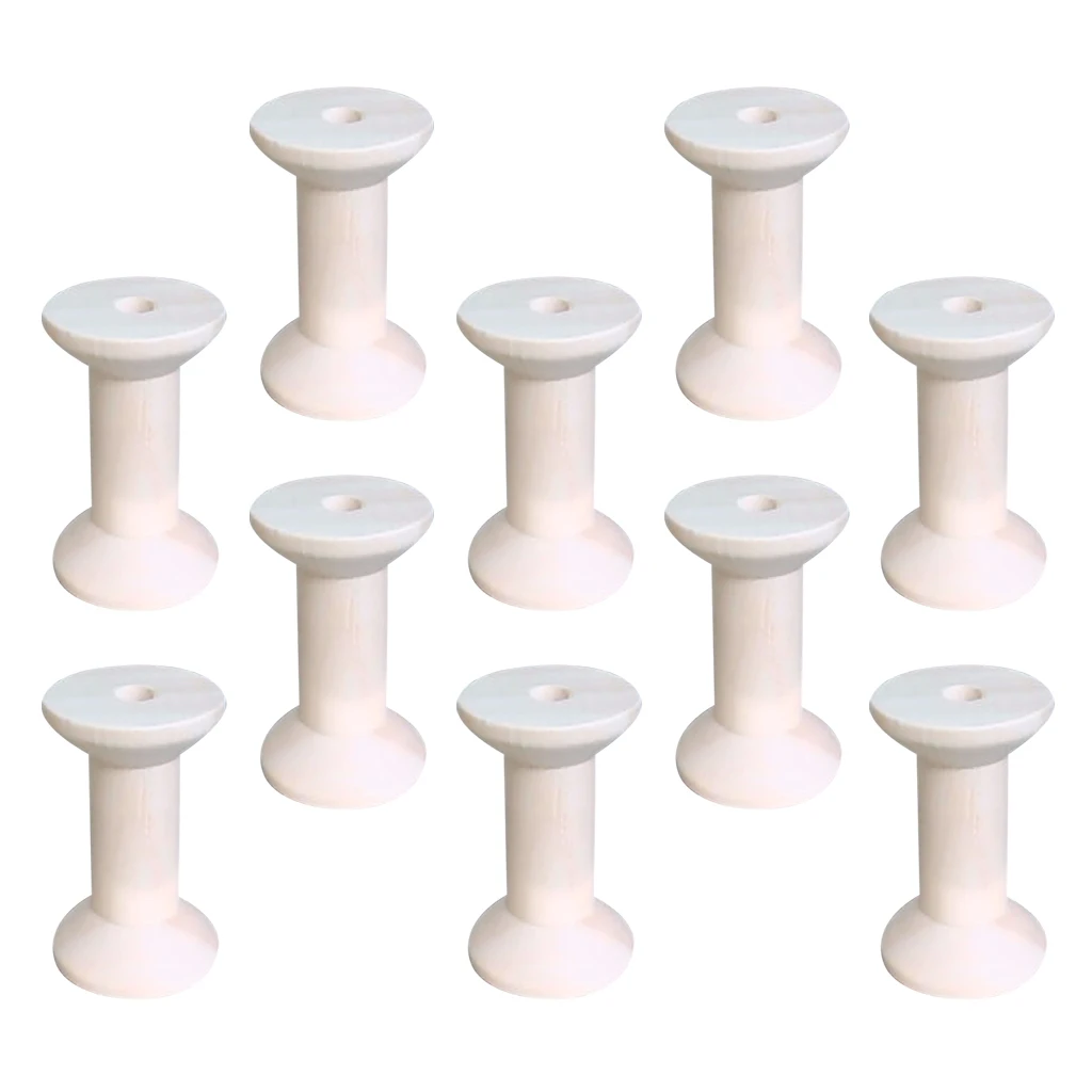 fityle 10pcs Natural Wooden Empty Thread Spools Sewing Bobbins Sewing Tools