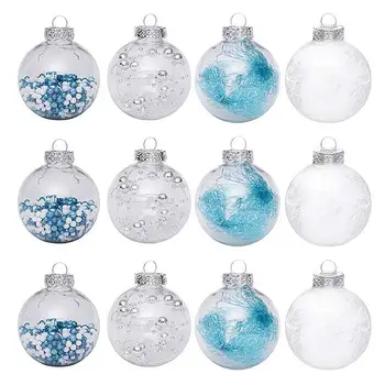 

24Pcs Christmas Balls Decorations Christmas Tree Hanging Balls Drop Ornament 6CM Transparent Mesh Balls Window Layout Props