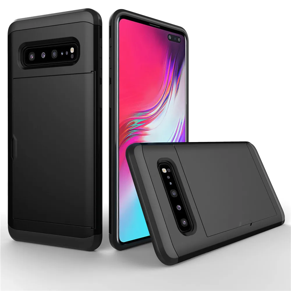 VRSDES деловой чехол для телефона для samsung Galaxy S10 S10E S10 Plus S9 S8 S7 скользящий защитный чехол с отделениями для карт чехол для samsung Note 9 8 - Цвет: Black