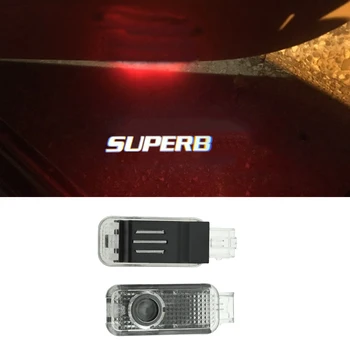 

2pcs LED Car Door Courtesy Projector Ghost Shadow Logo Welcome Light For Skoda Superb old Octavia Febia Roomster Car Styling