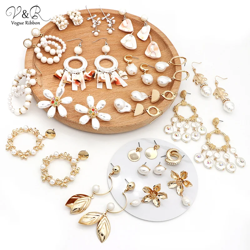 New Design Earrings 2020 Acrylic Leaf/ Fresh Water Pearl/ Flower/ Rhinestone/ Ball/ Real Shell/ White Fiber Drop Earring Women | Украшения