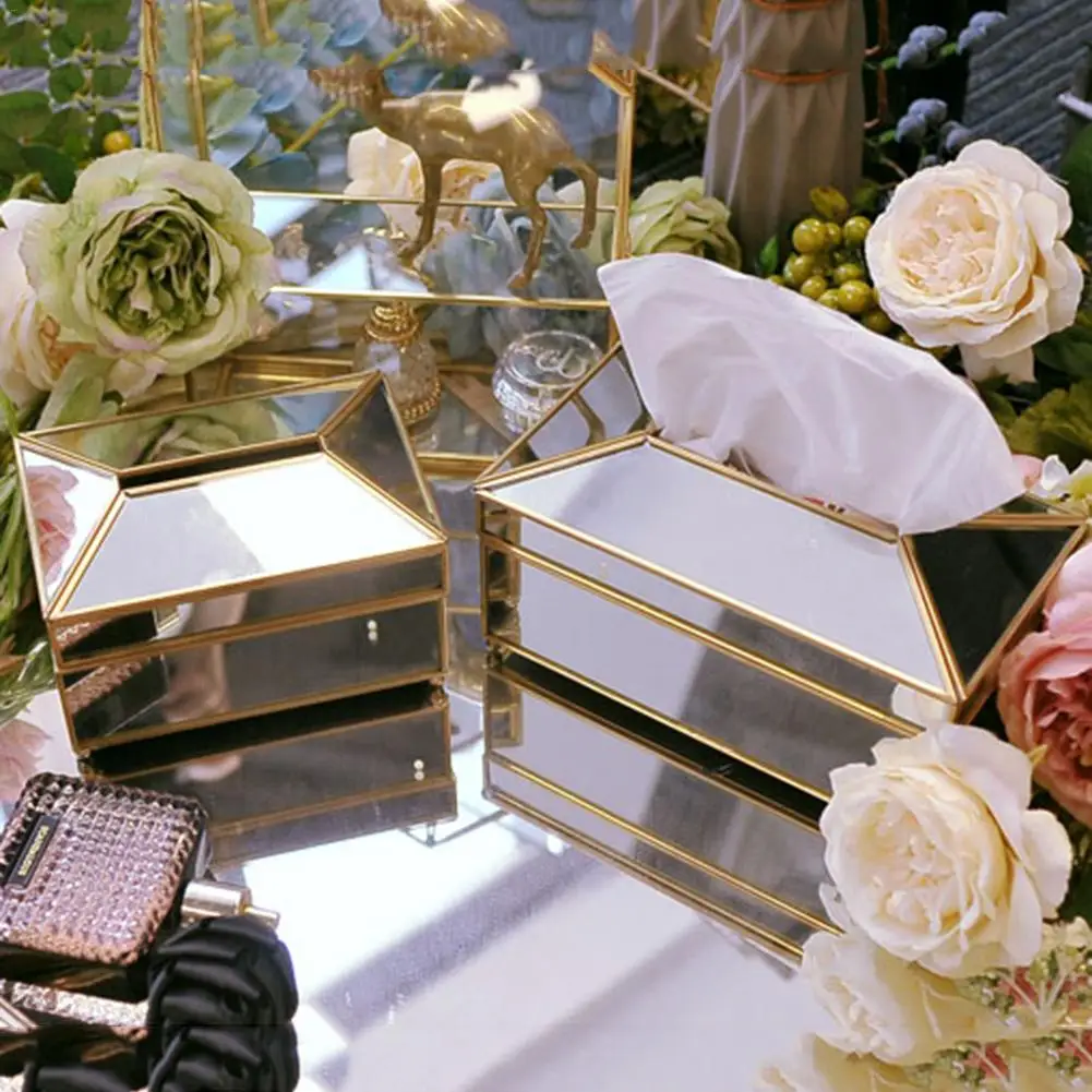 

European Creative Glass Tissue Box Simple Living Room Household Tissue Box Nordic Luxury Light Luxury Napkin Tray