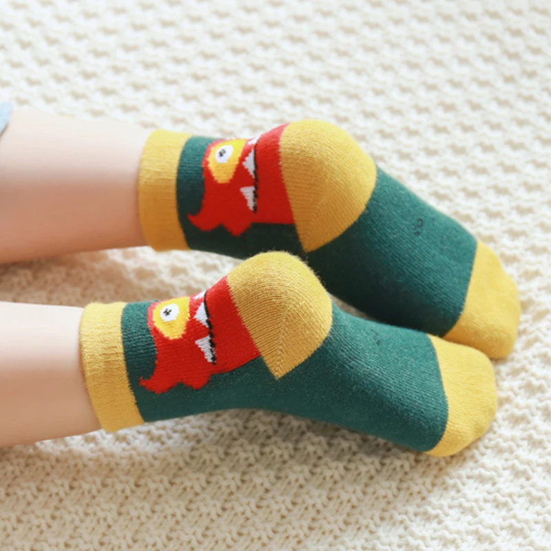 Daivsxicai/зимние носки для малышей; теплые хлопковые носки в полоску для детей; удобные дышащие детские носки без пятки; 5 пар/лот