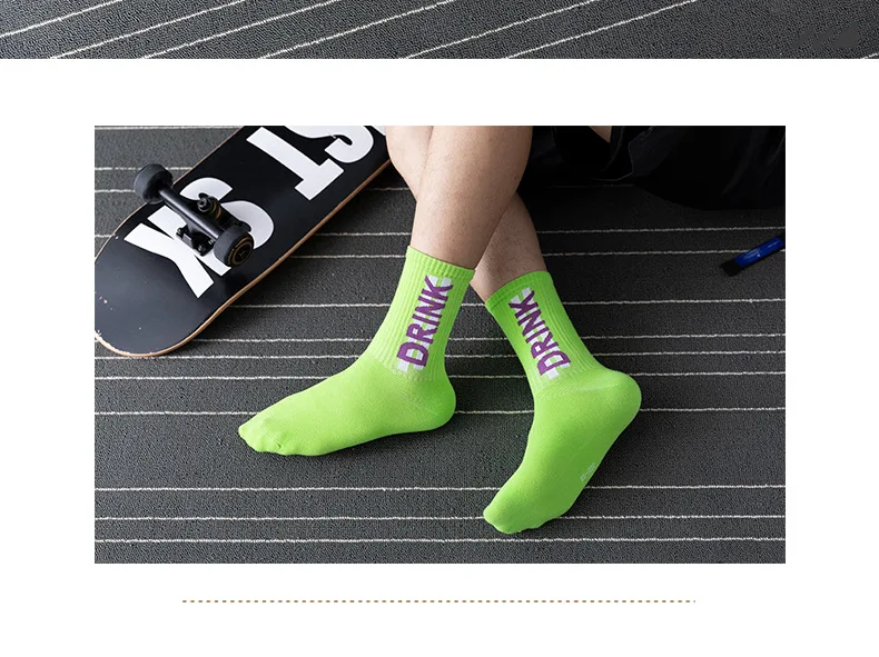 Носки для мужчин и женщин, носки для пар, Осенние новые носки с буквами, хлопковые носки в стиле хип-хоп, уличные спортивные носки