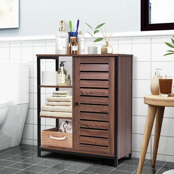

Industrial Bathroom Storage Free Standing Cabinet with 3 Shelves HW63256