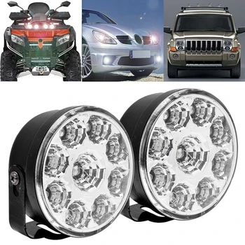 

New 2 Pcs/lot Good Quality 9LED DRL Round Car Fog Lamp Driving Daytime Running Lights Head Light White