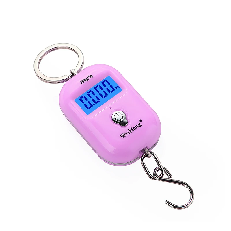 Портативные Висячие 25 кг/10 г ЖК-цифровые карманные весы с голубой подсветкой для рыбалки весы с крючком для багажа 1 шт. Мини цифровые весы портативные - Цвет: Розовый