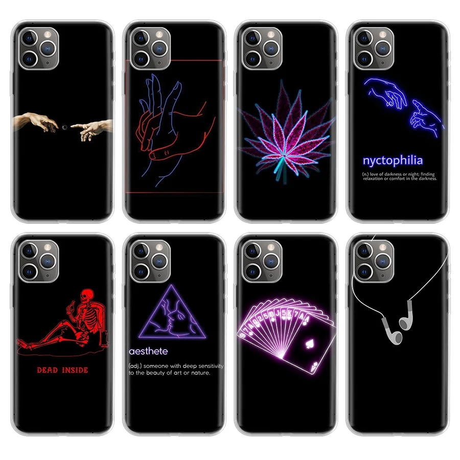 

Black simple painting Soft silicone Phone Case For Apple iPhone 11 Pro 6 6S 7 8 Plus + X 10 Ten XS MAX XR 5 5S SE Soft Phone Cov
