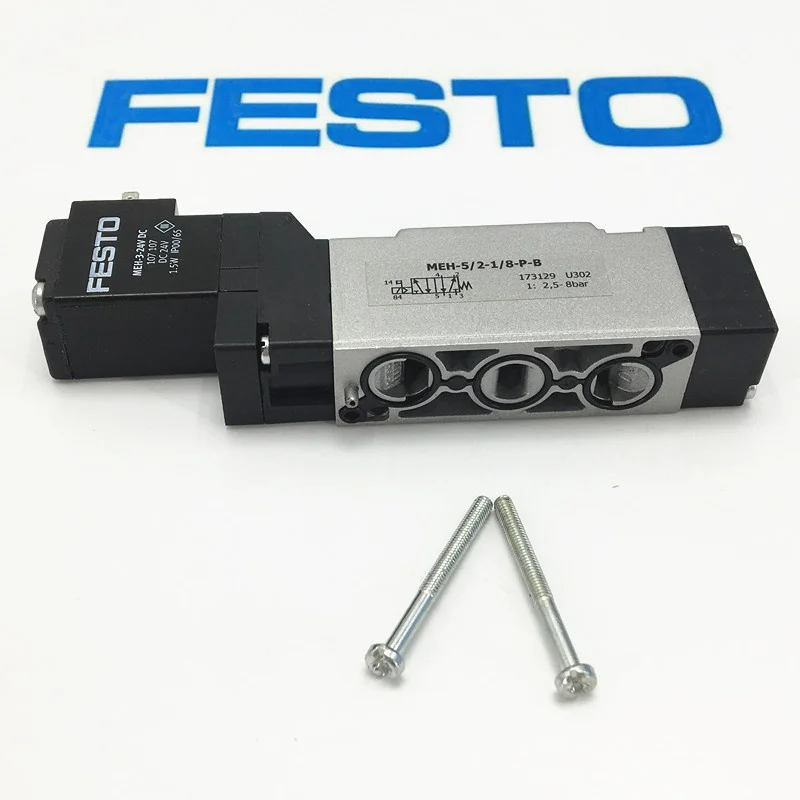 MEH-5/2-1/8-P-B 173129 DC24V AD220V электромагнитный клапан festo мех серии - Цвет: MEH-5-2-1 8-P-B 24V