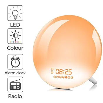 

Smart Sunrise Alarm Clock With Colored Sunrise Simulation Sunset Fading Bedside Night Lamp Fm Radio Wake-Up Light Alarm Clock