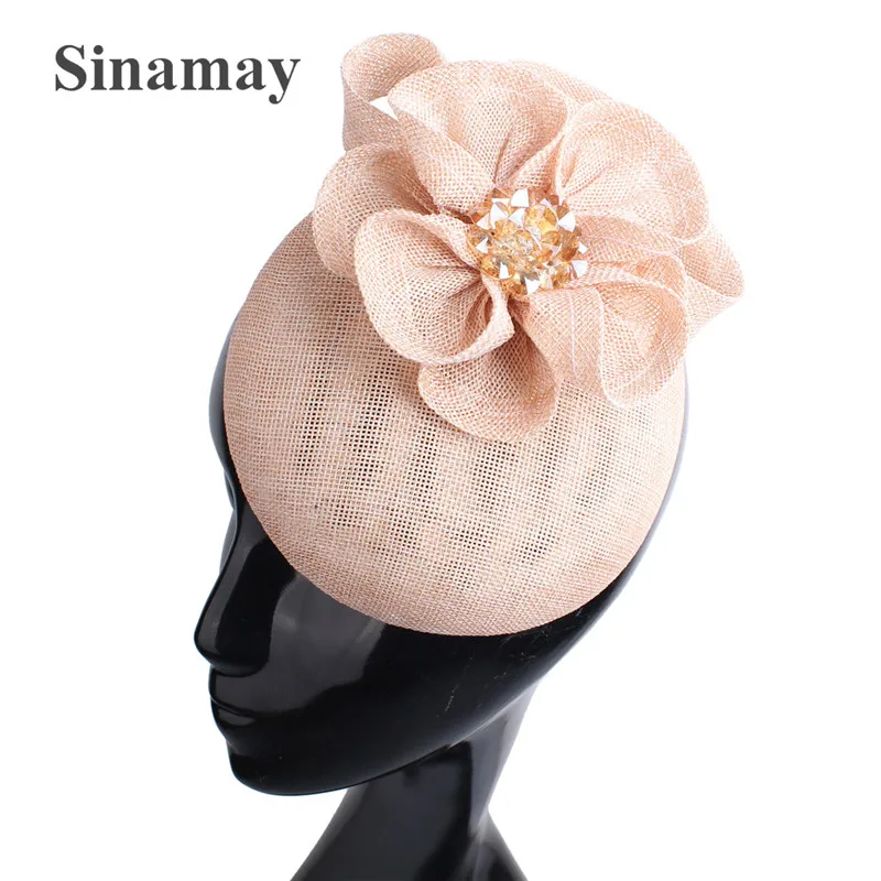 

Imitation Sinamay Cocktail Fedora Cap Hair Clip Elegant Women Fashion Fascinator For Church Occasion Hair Accessories Flower