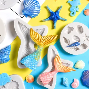 

Sugarcraft DIY Mermaid Tail Fondant Cake Decorating Tools 3D Marine Life Fish Fondant Molds Silicone Fondant Mold