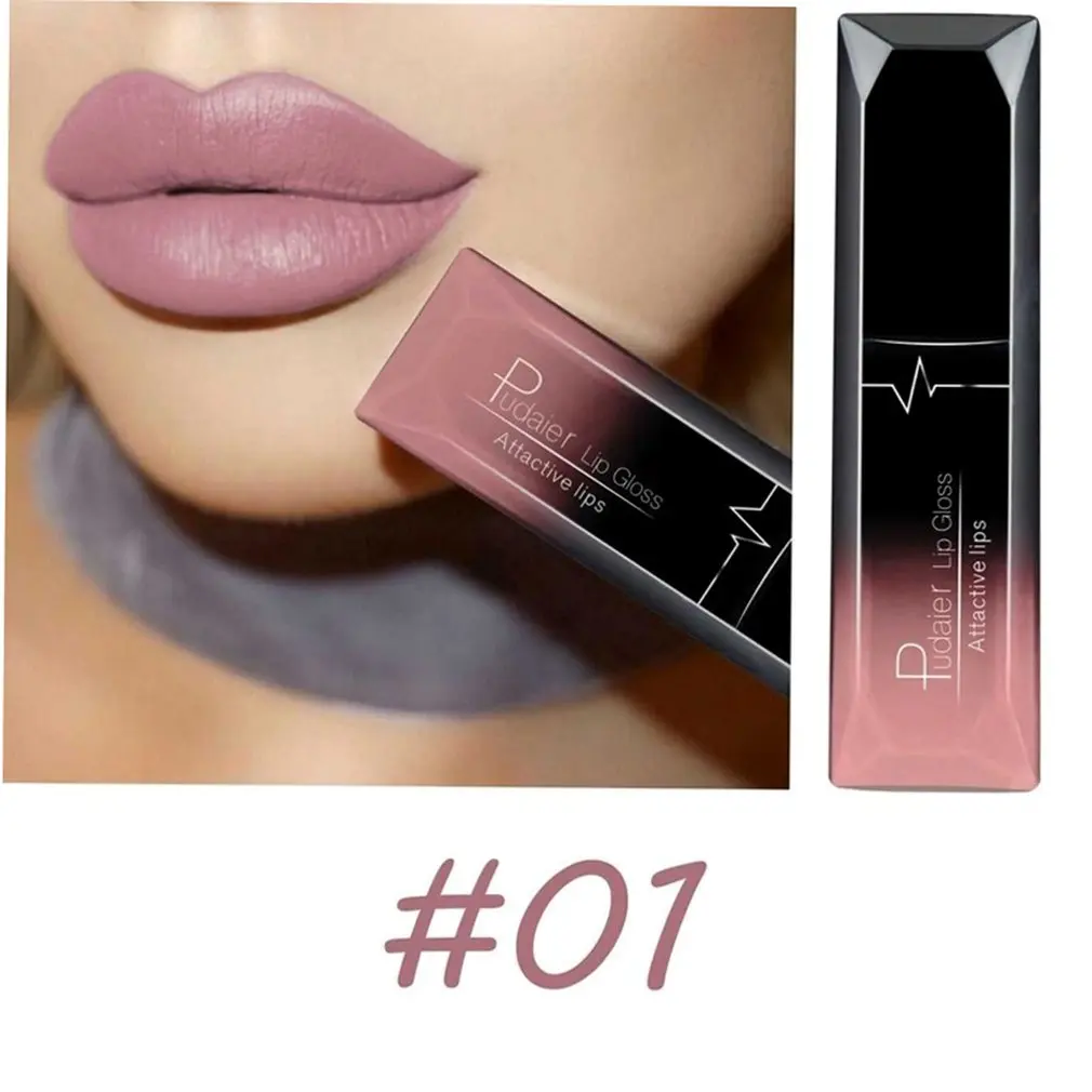 Pudaier Long Lasting Liquid Lipstick Soft Matte Velvet Lip Gloss Non Stick Cup Lip Makeup Lip Lipsti