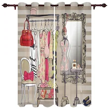  Luxury Modern Window Curtains High Heels Pink Fashion Bedroom Living Room Dining Room Translucent Beautiful Curtains 