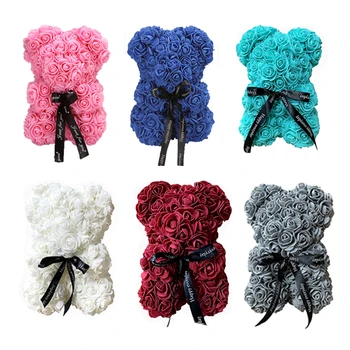 

25 cm teddy rose bear with box DIY artificial PE flower bear rose Valentine's Day for girlfriend women wife mother's day gift